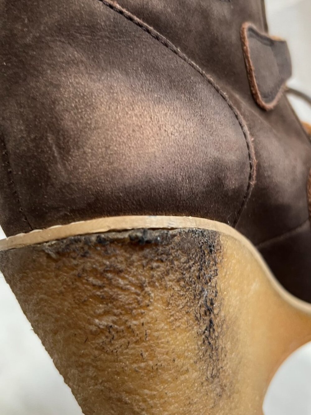 See by Chloé boots Wallabee wedge brown suede 40 9.5 high heel lace up knit cuff - Picture 13 of 15